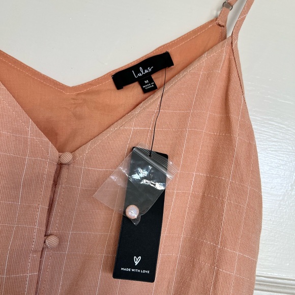 Lulu’s - Beautiful Views Peach Button-Front Ruffled High-Low Midi Dress - M - Picture 3 of 8